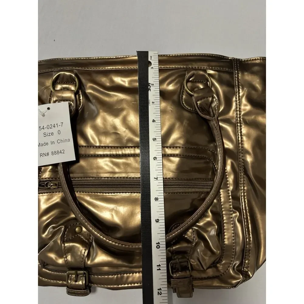 Shiny Bronze Lightweight Tote Shoulder Bag Tablet Purse Y2K 90's‎ Retro Travel